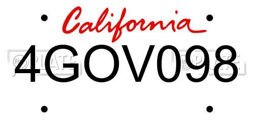 4GOV098 California License Plate