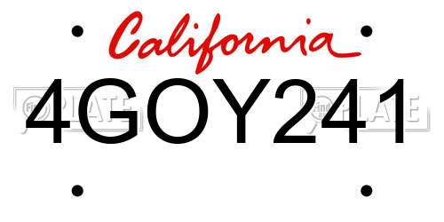 4GOY241 California License Plate