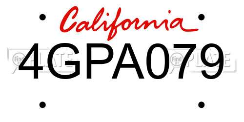 4GPA079 California License Plate