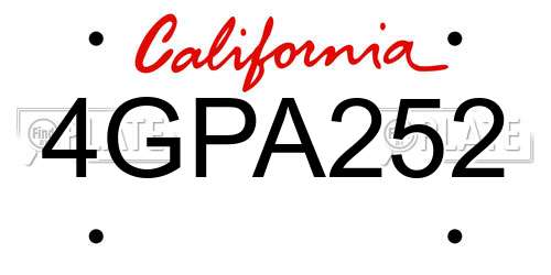 4GPA252 California License Plate