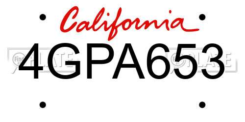 4GPA653 California License Plate
