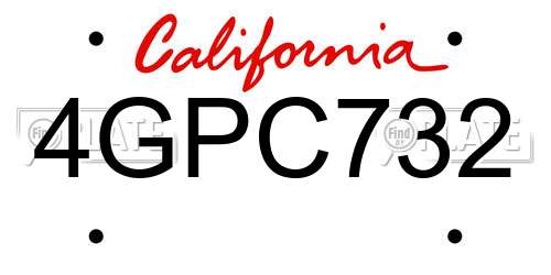 4GPC732 California License Plate