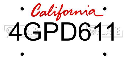 4GPD611 California License Plate