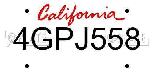 4GPJ558 California License Plate