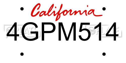 4GPM514 California License Plate