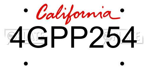 4GPP254 California License Plate