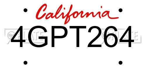 4GPT264 California License Plate