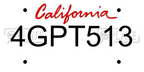 4GPT513 California License Plate