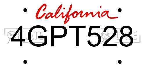 4GPT528 California License Plate