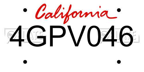 4GPV046 California License Plate