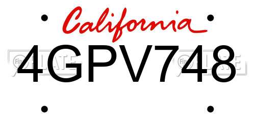 4GPV748 California License Plate
