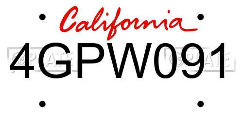 4GPW091 California License Plate