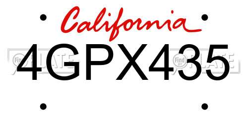 4GPX435 California License Plate
