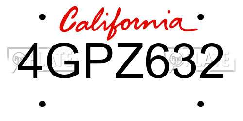 4GPZ632 California License Plate