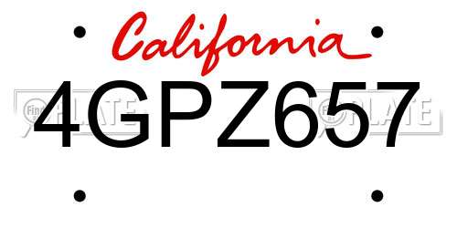 4GPZ657 California License Plate