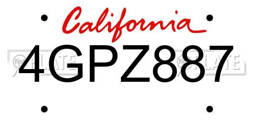 4GPZ887 California License Plate
