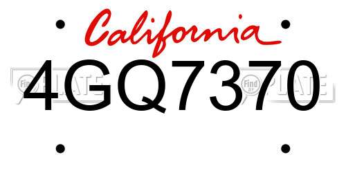4GQ7370 California License Plate