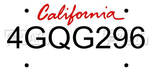 4GQG296 California License Plate
