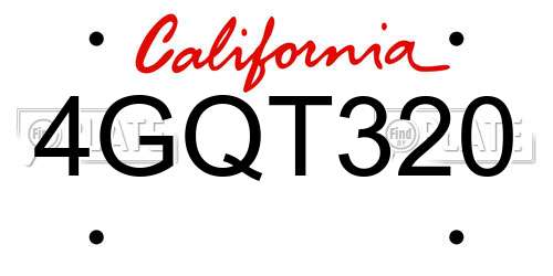 4GQT320 California License Plate