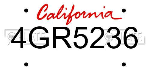 4GR5236 California License Plate