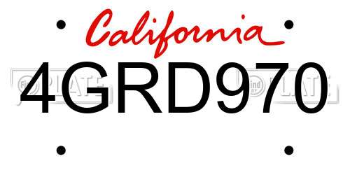 4GRD970 California License Plate