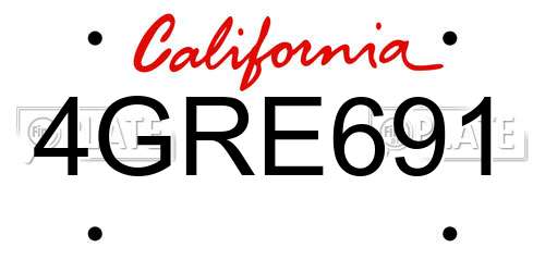 4GRE691 California License Plate