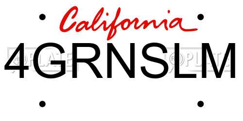 4GRNSLM California License Plate