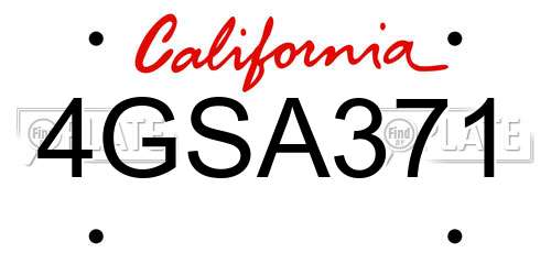 4GSA371 California License Plate