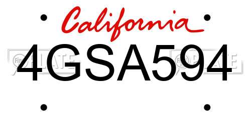 4GSA594 California License Plate