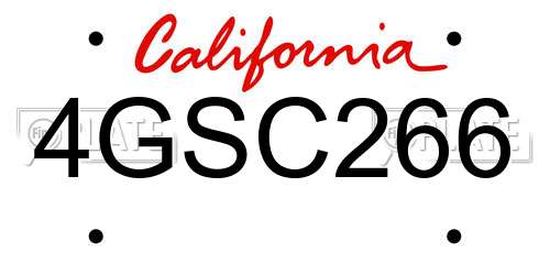 4GSC266 California License Plate