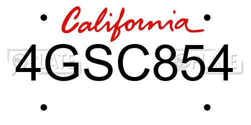 4GSC854 California License Plate