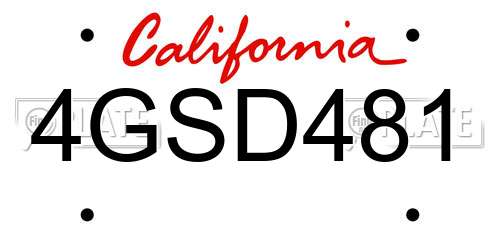4GSD481 California License Plate