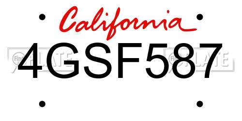 4GSF587 California License Plate