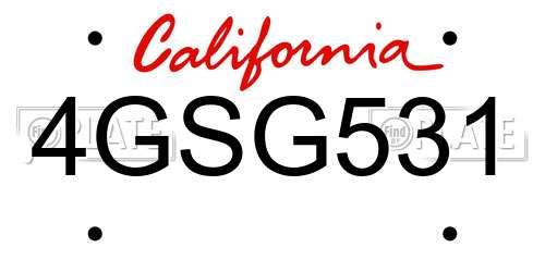 4GSG531 California License Plate