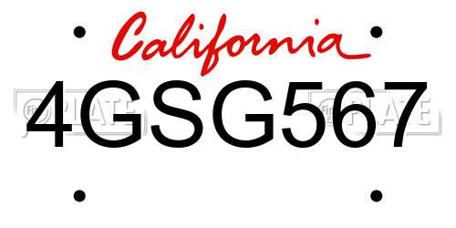 4GSG567 California License Plate