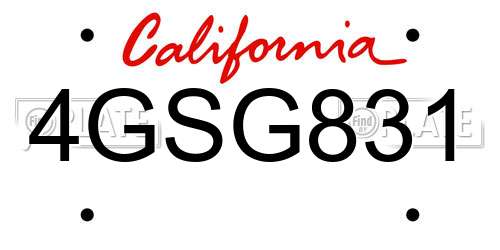 4GSG831 California License Plate