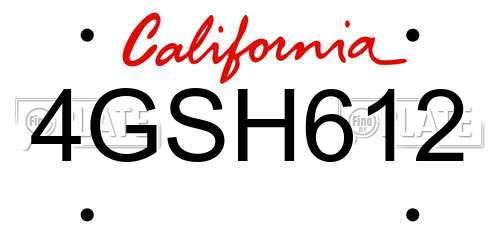 4GSH612 California License Plate