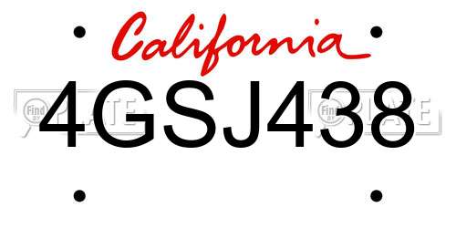 4GSJ438 California License Plate