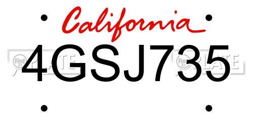 4GSJ735 California License Plate