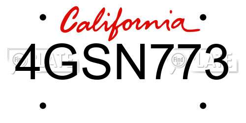 4GSN773 California License Plate