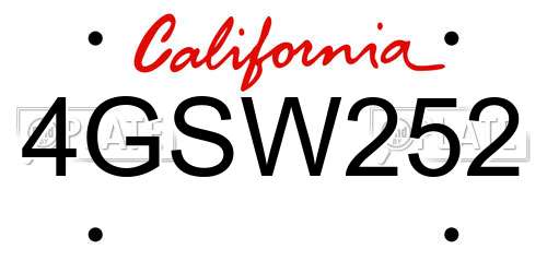 4GSW252 California License Plate