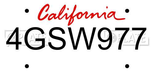 4GSW977 California License Plate