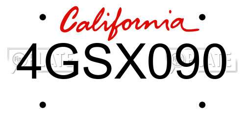 4GSX090 California License Plate