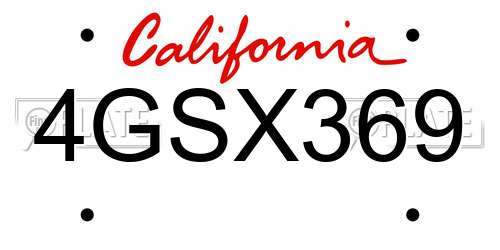 4GSX369 California License Plate