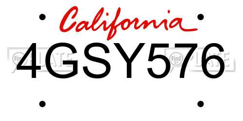 4GSY576 California License Plate