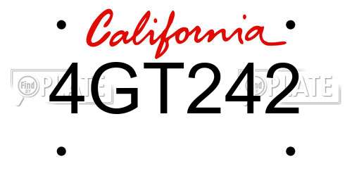 4GT242 California License Plate