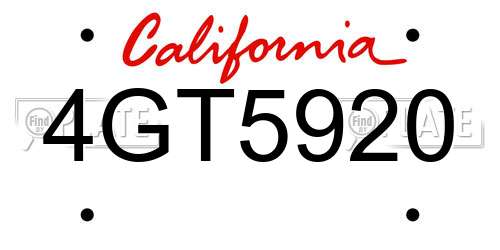 4GT5920 California License Plate