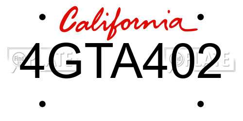 4GTA402 California License Plate