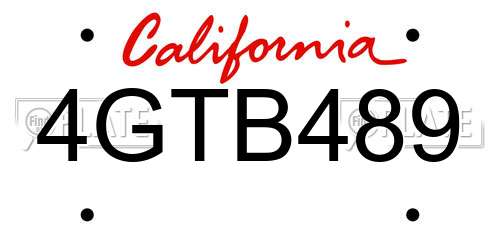 4GTB489 California License Plate