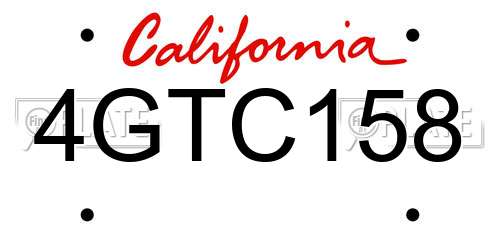 4GTC158 California License Plate